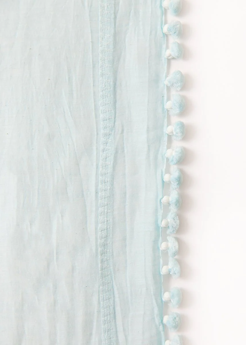 Dupatta Plain Shawl, Aquamarina - Image 3