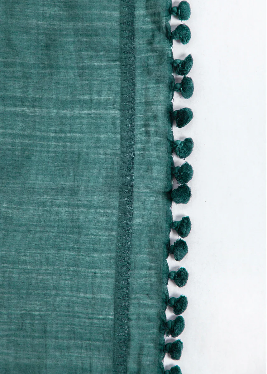 Dupatta Plain Shawl, Emerald - Image 2