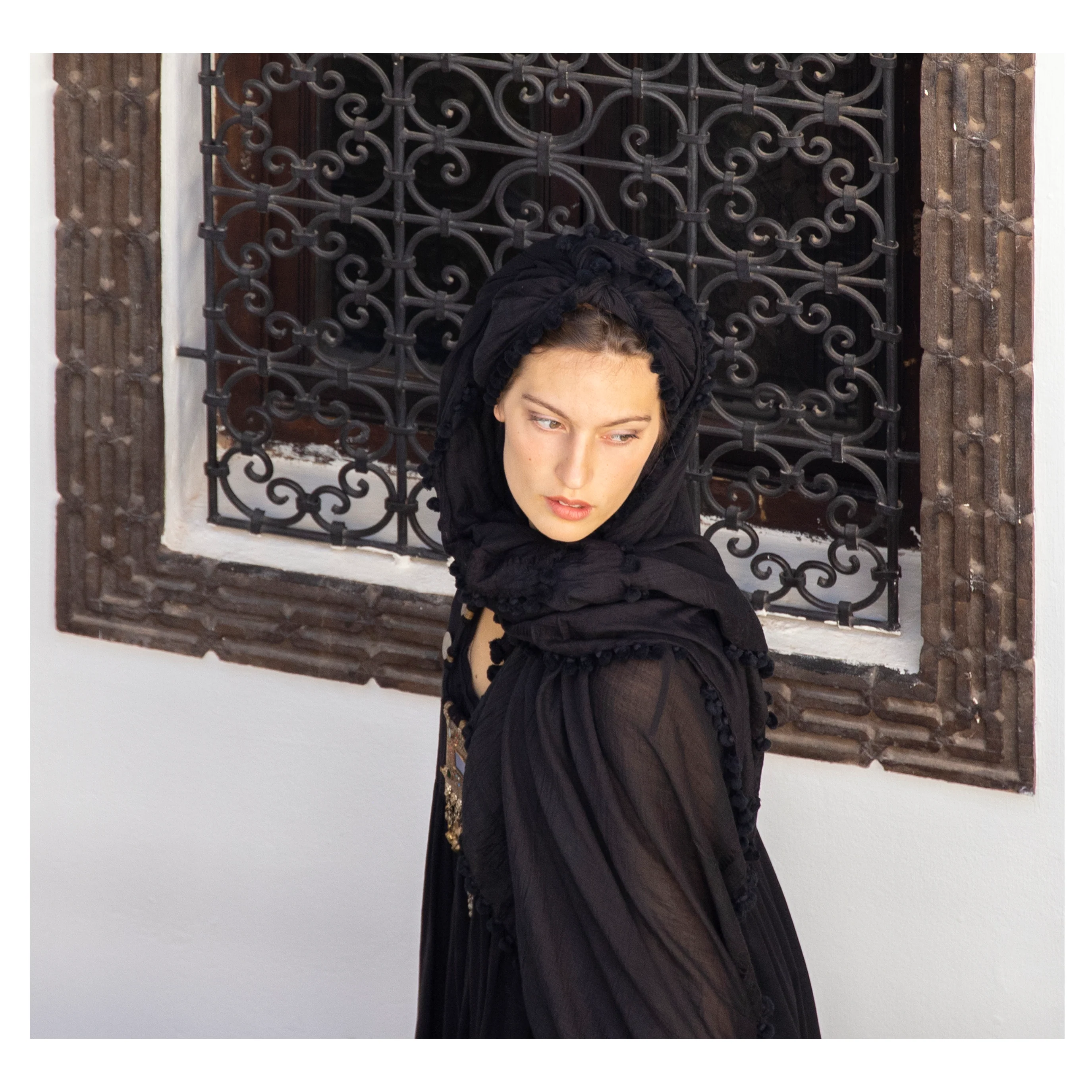 Dupatta Plain Shawl, Black - Image 3