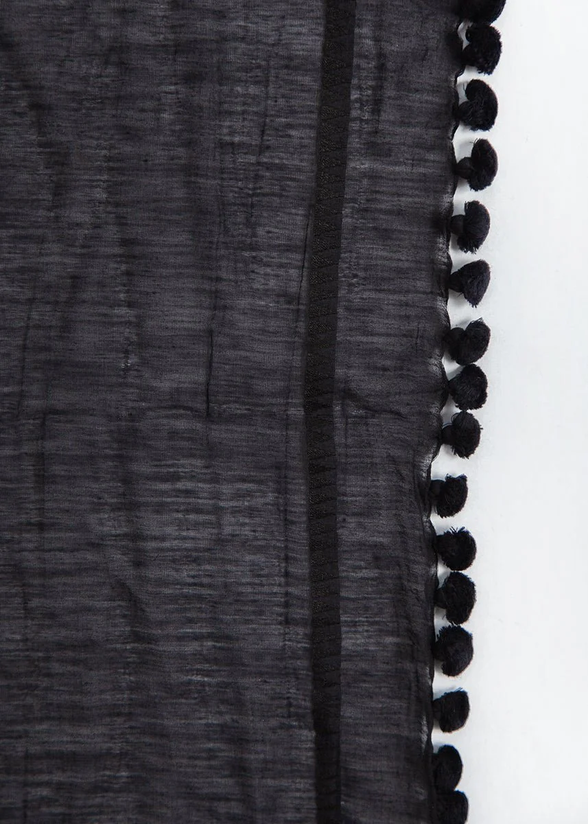 Dupatta Plain Shawl, Black - Image 4