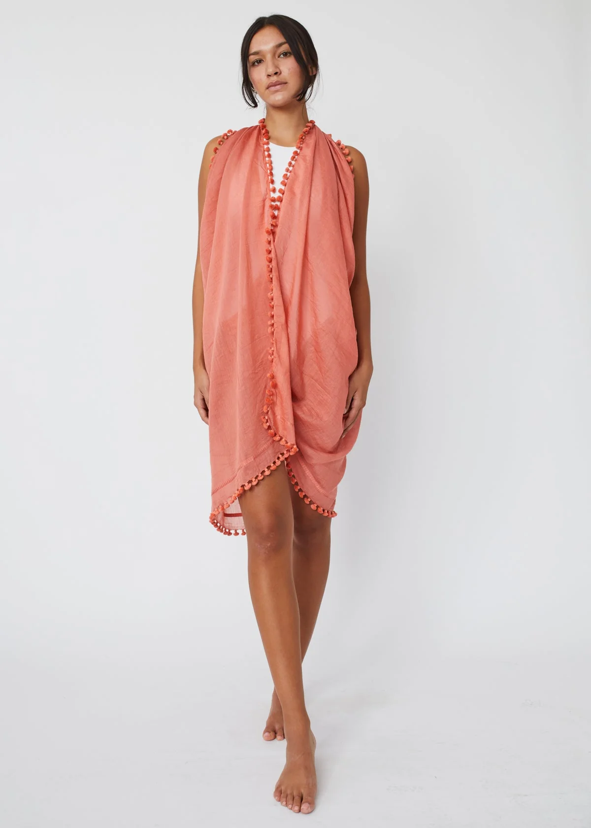Dupatta Plain Shawl, Emberglow - Image 2
