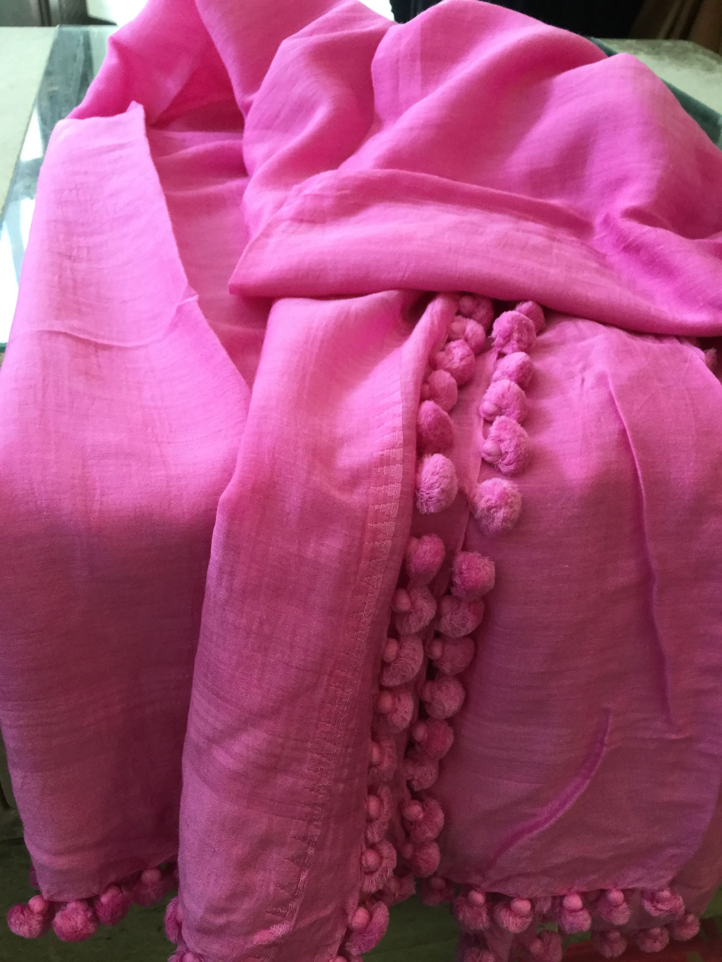 Dupatta Plain Shawl, Fuchsia - Image 4