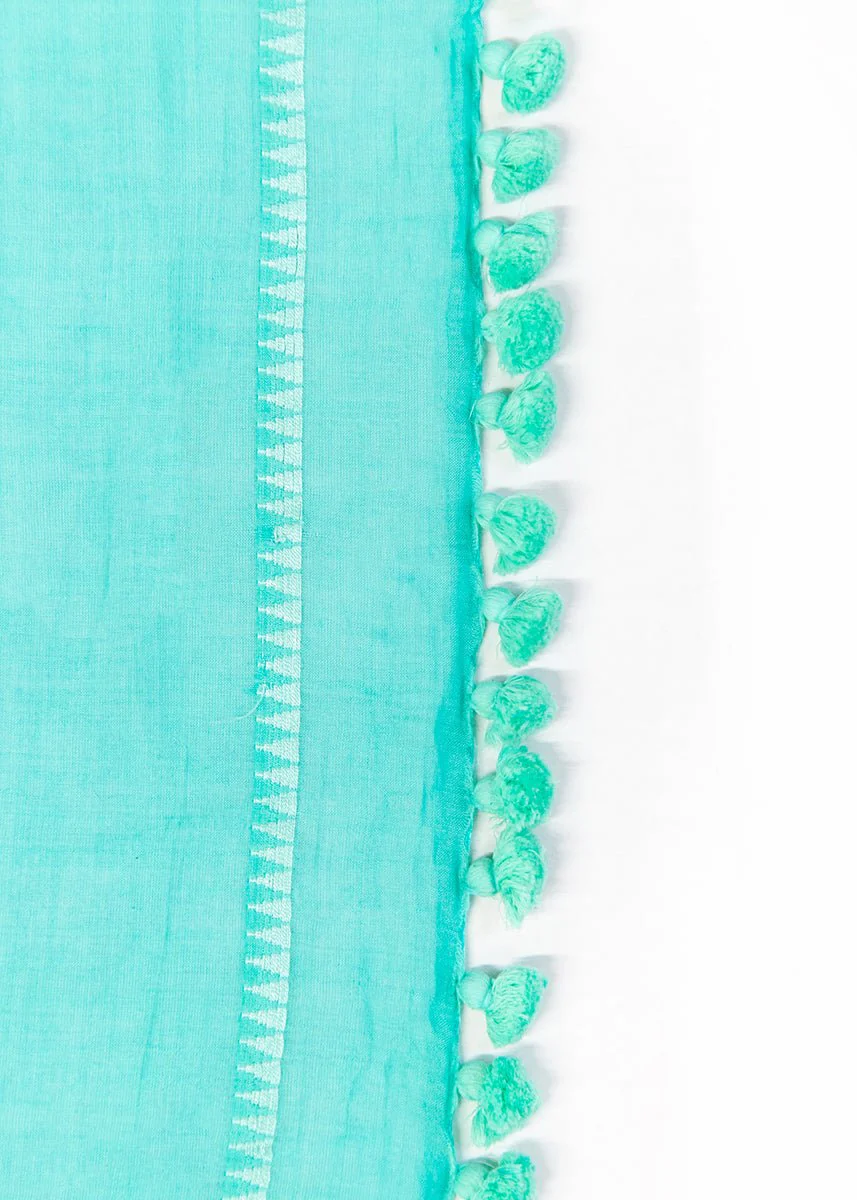 Dupatta Plain Shawl, Lagoon - Image 2