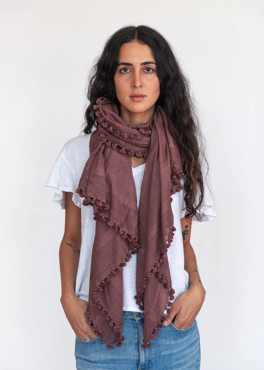 Dupatta Plain Shawl, Mahogany - Image 3