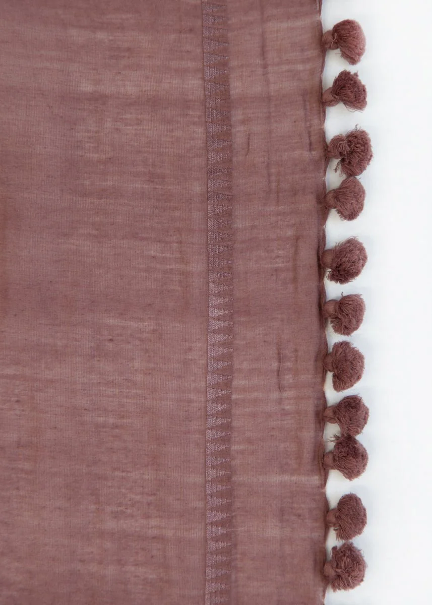 Dupatta Plain Shawl, Mahogany - Image 4