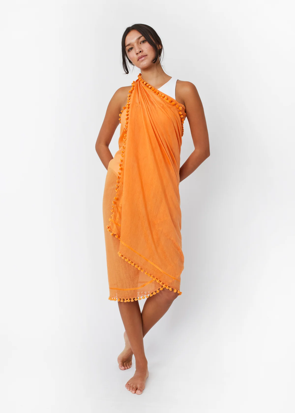 Dupatta Plain Shawl, Marigold - Image 2