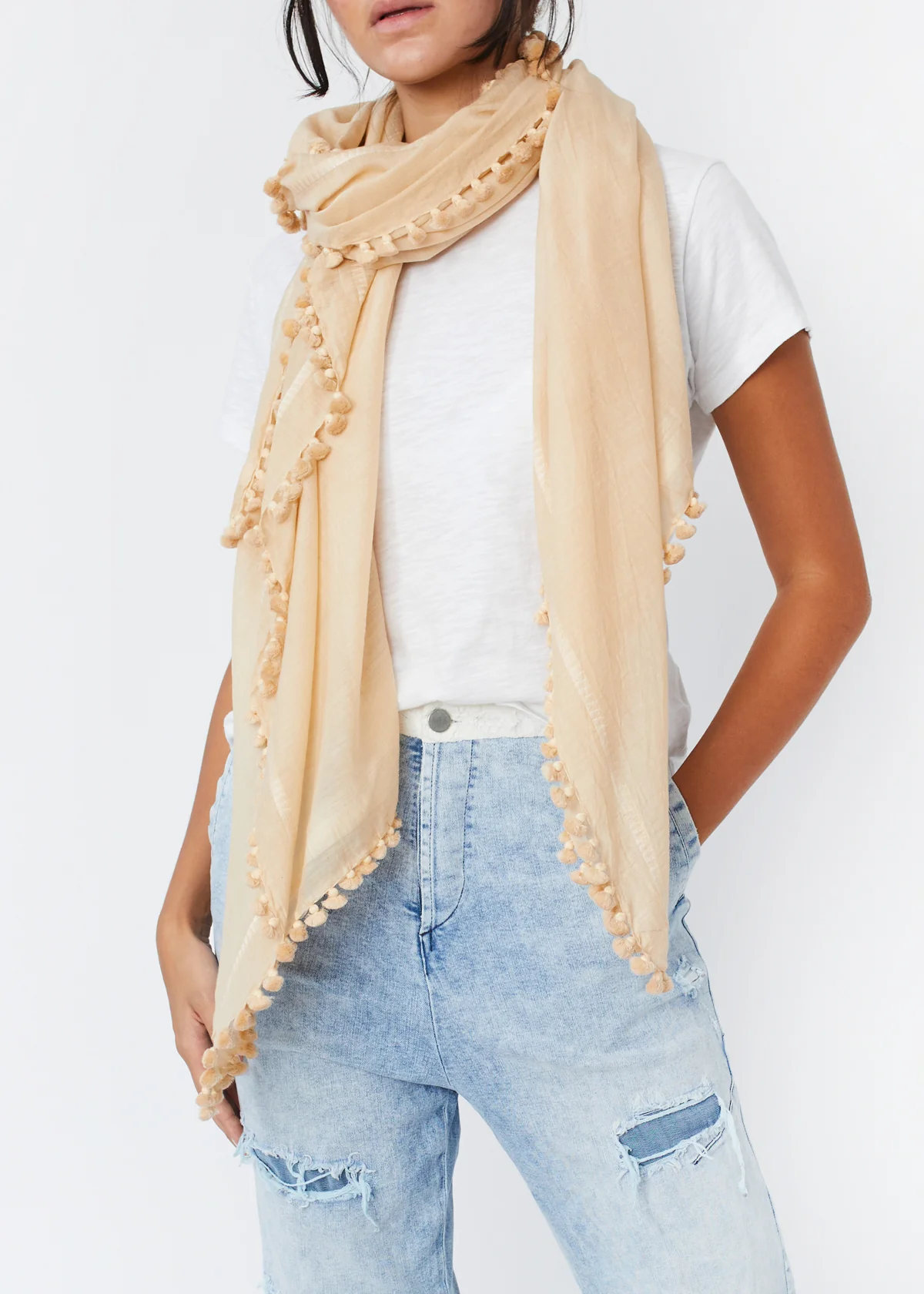 Dupatta Plain Shawl, Nude - Image 2