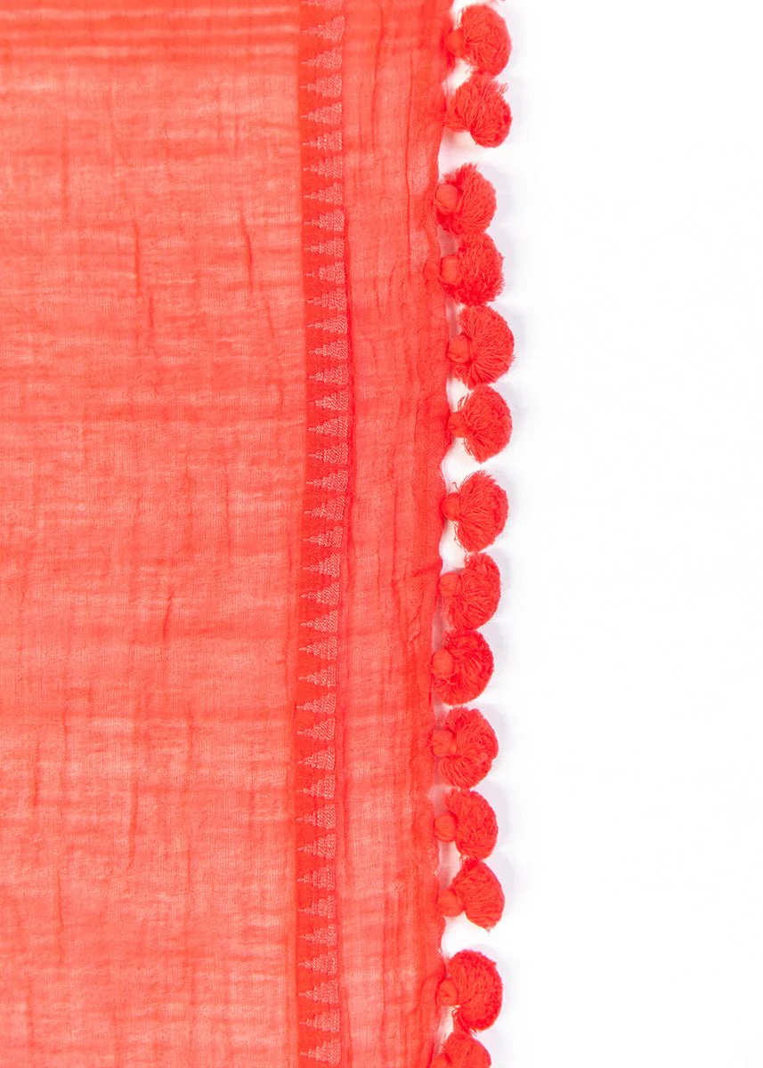 Dupatta Plain Shawl, Poppy - Image 3