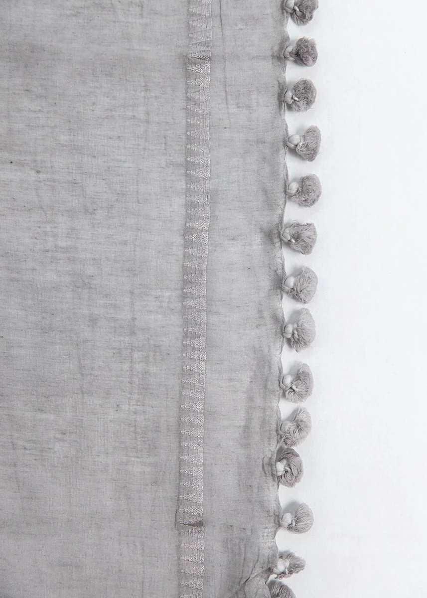 Dupatta Plain Shawl, Silver - Image 2
