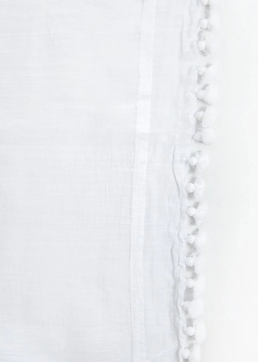 Dupatta Plain Shawl, White - Image 3