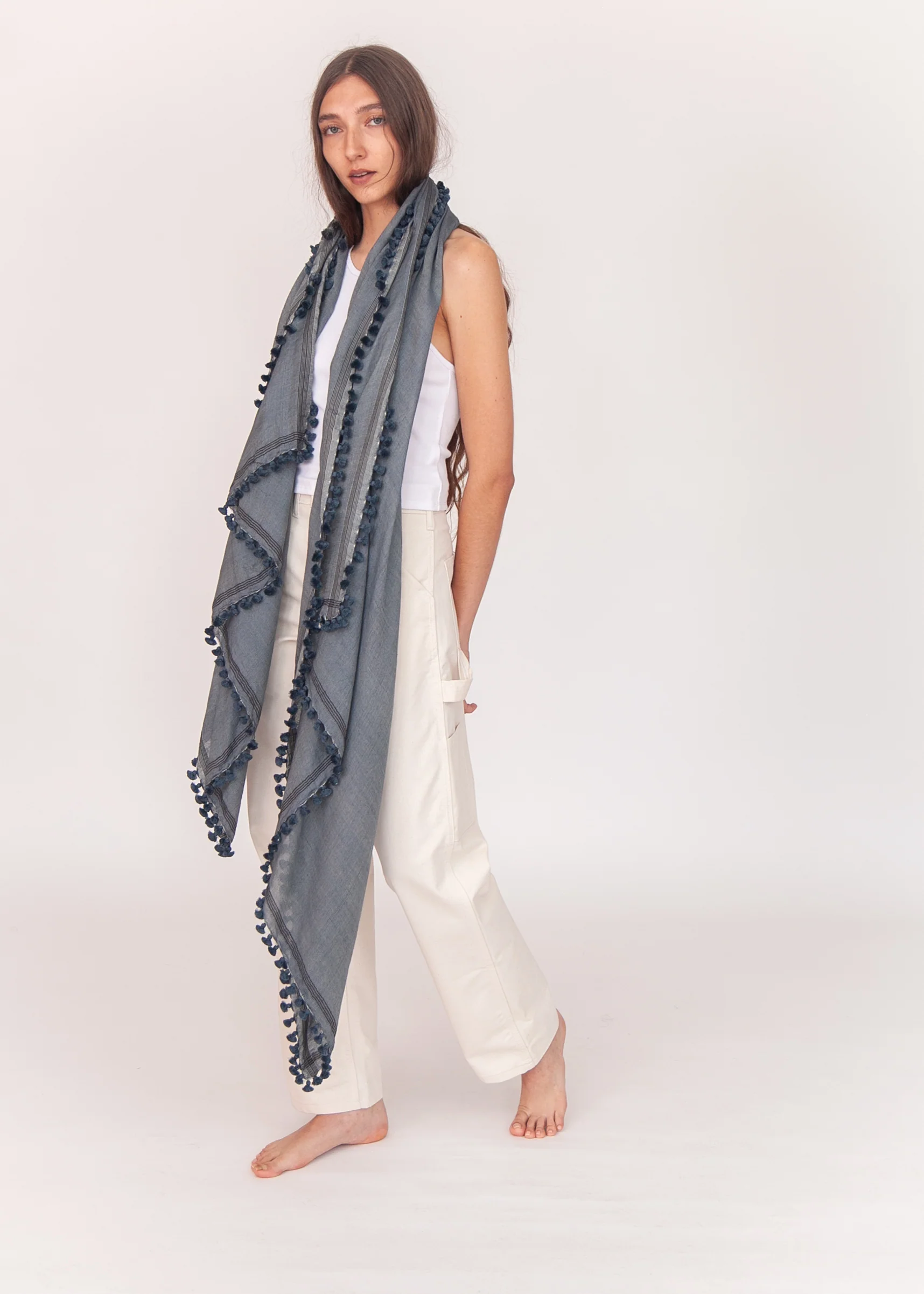 Dupatta Saaf Shiny Pin Stripes - North Sea - Image 2