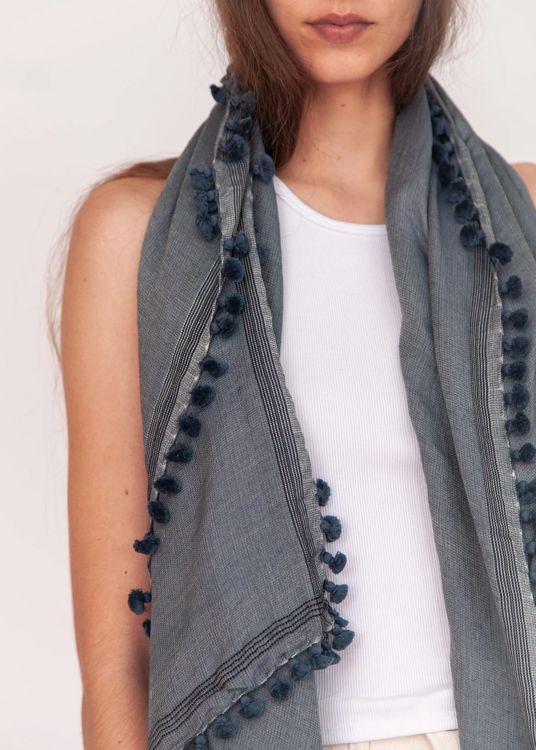 Dupatta Saaf Shiny Pin Stripes - North Sea - Image 3