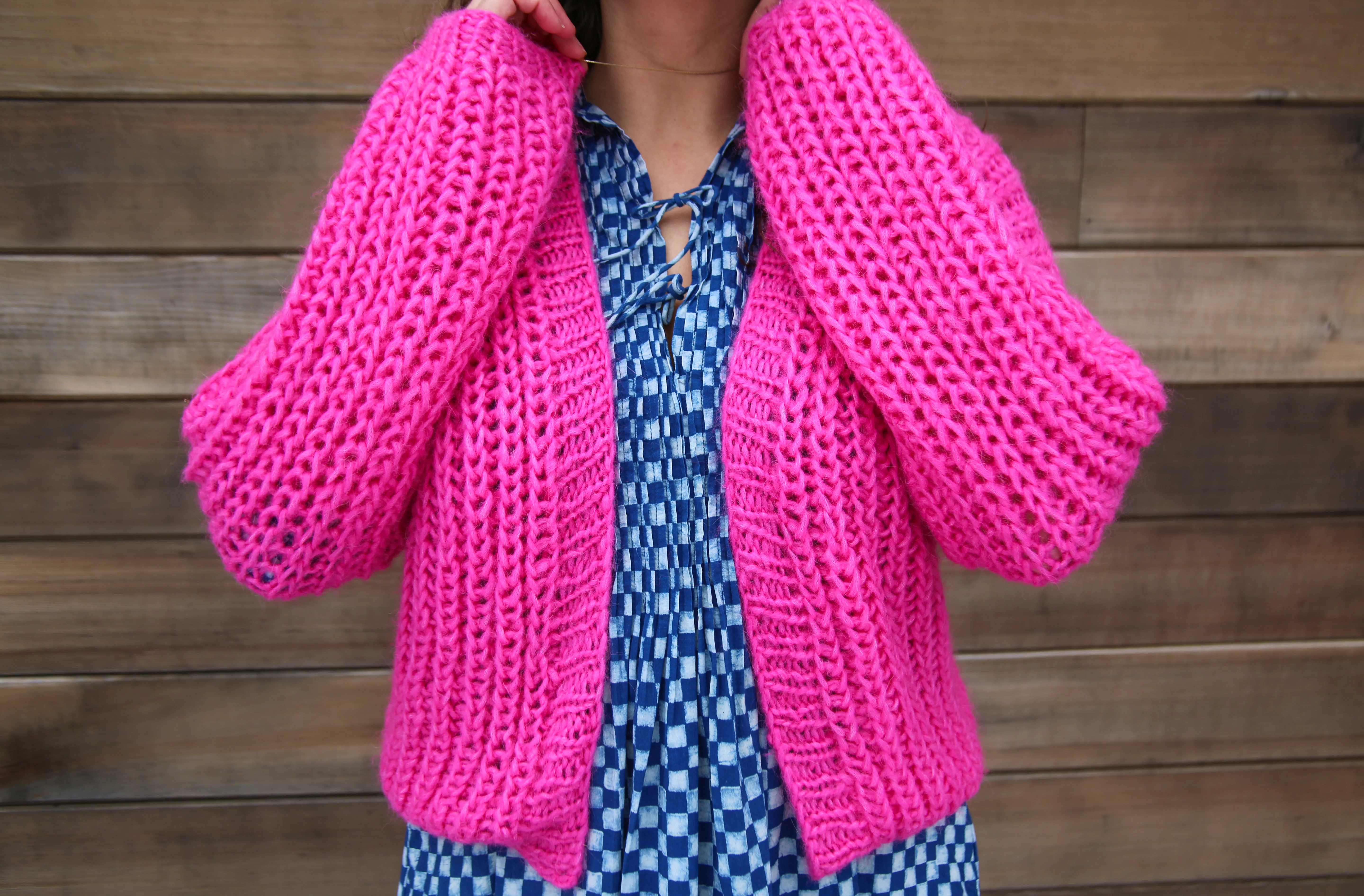 Hilma Hand Knit Alpaca Cardigan, Fuchsia - Image 5