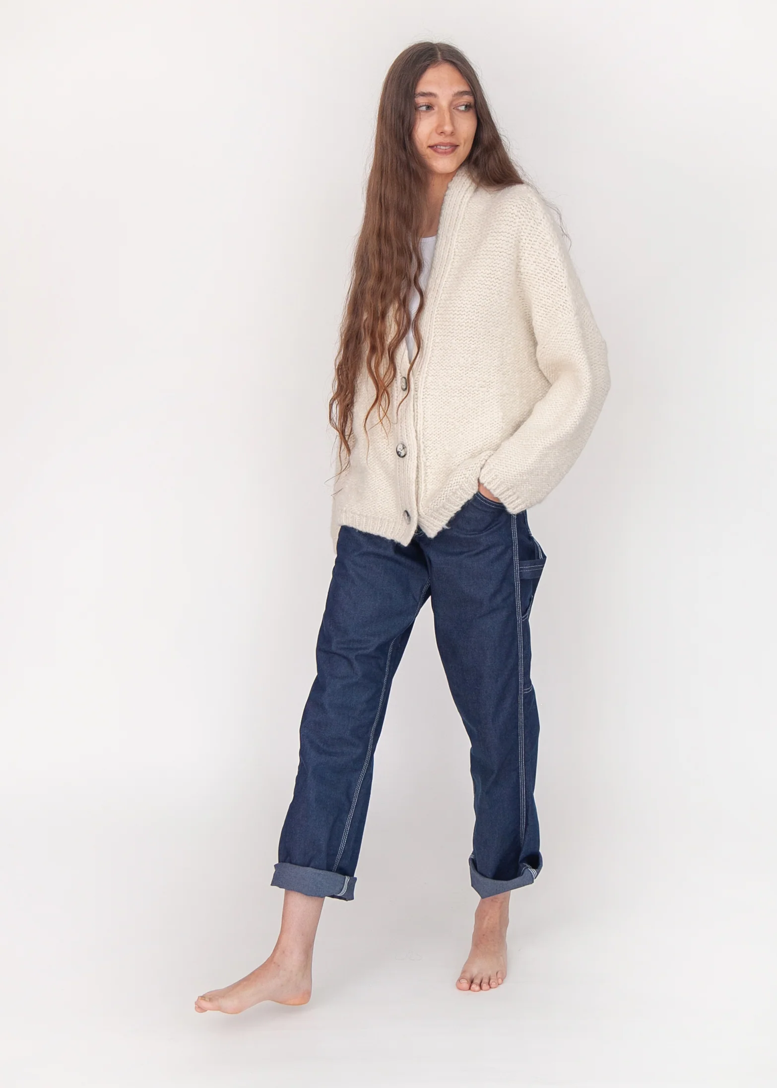Huacaya Alpaca Cardigan, Natural - Image 4