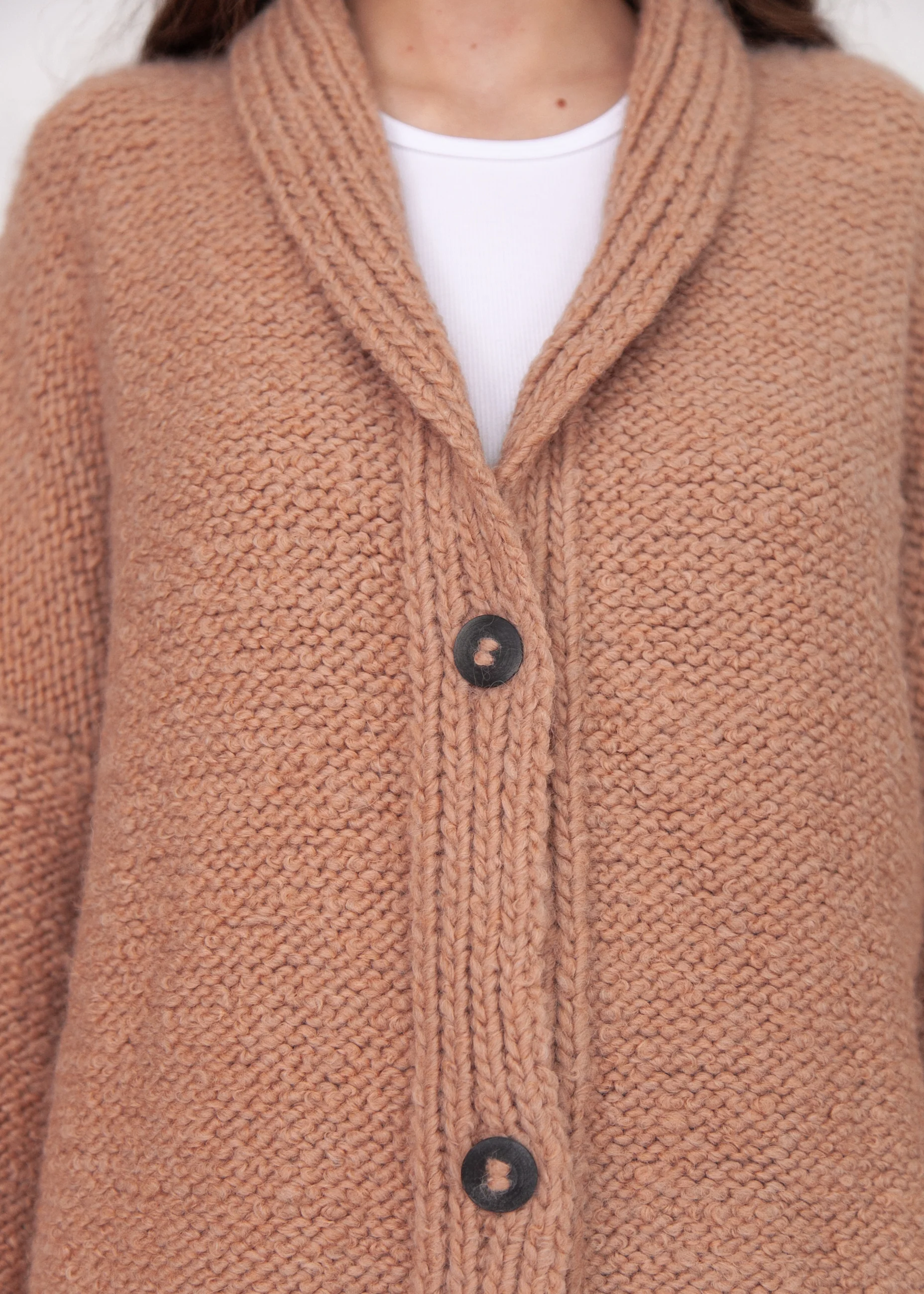 Huacaya Alpaca Cardigan, Peach - Image 3