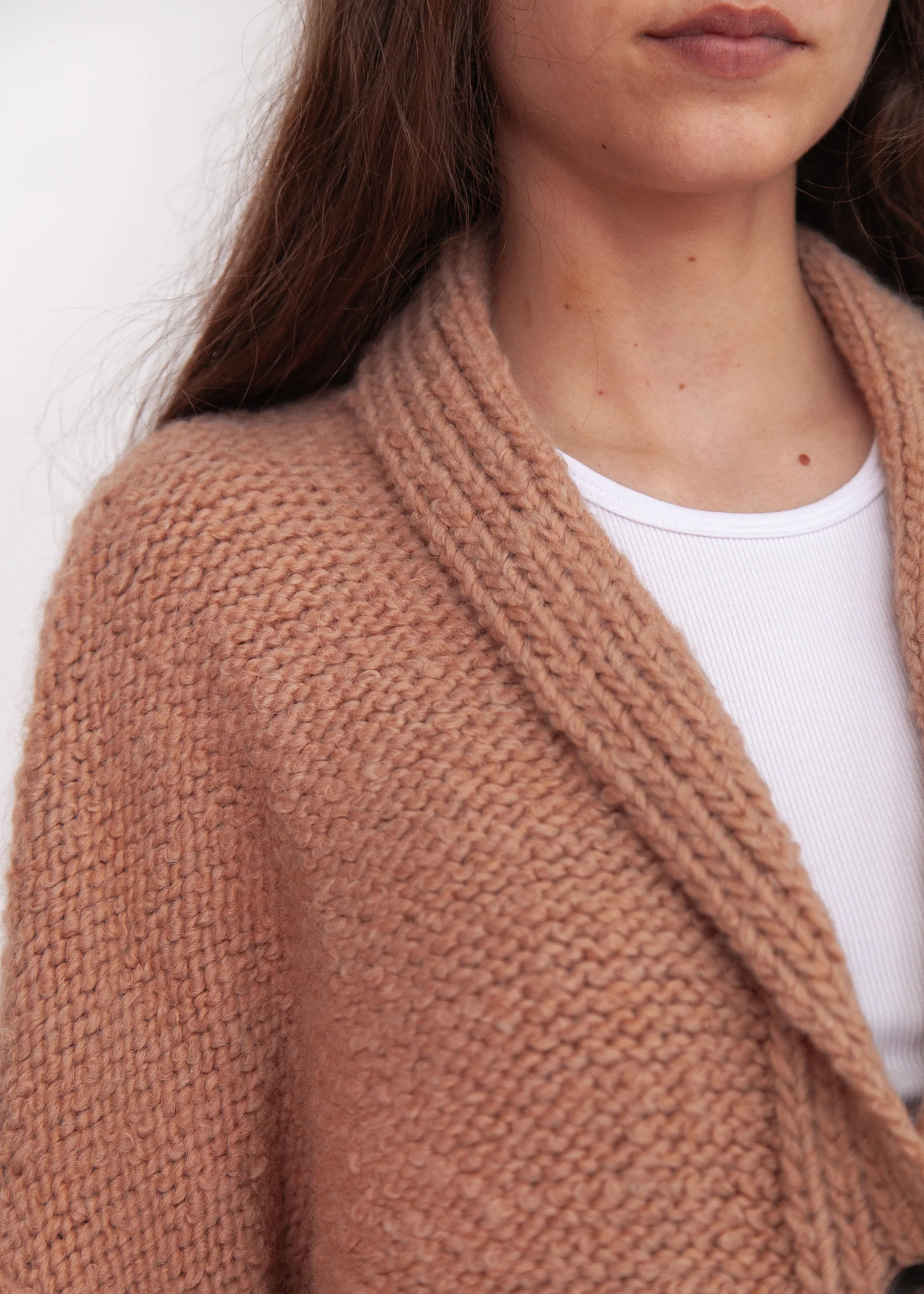 Huacaya Alpaca Cardigan, Peach - Image 5