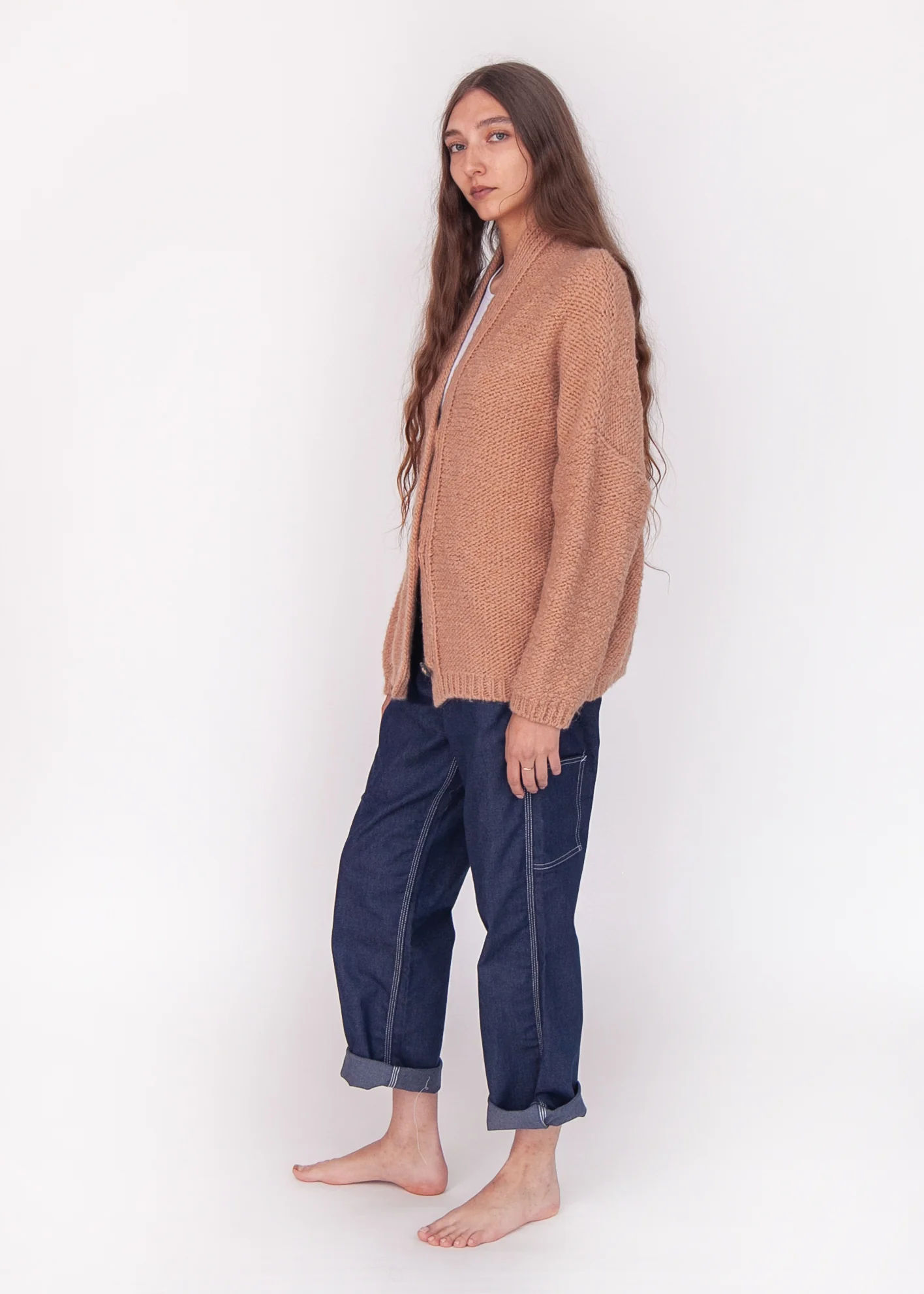 Huacaya Alpaca Cardigan, Peach - Image 8
