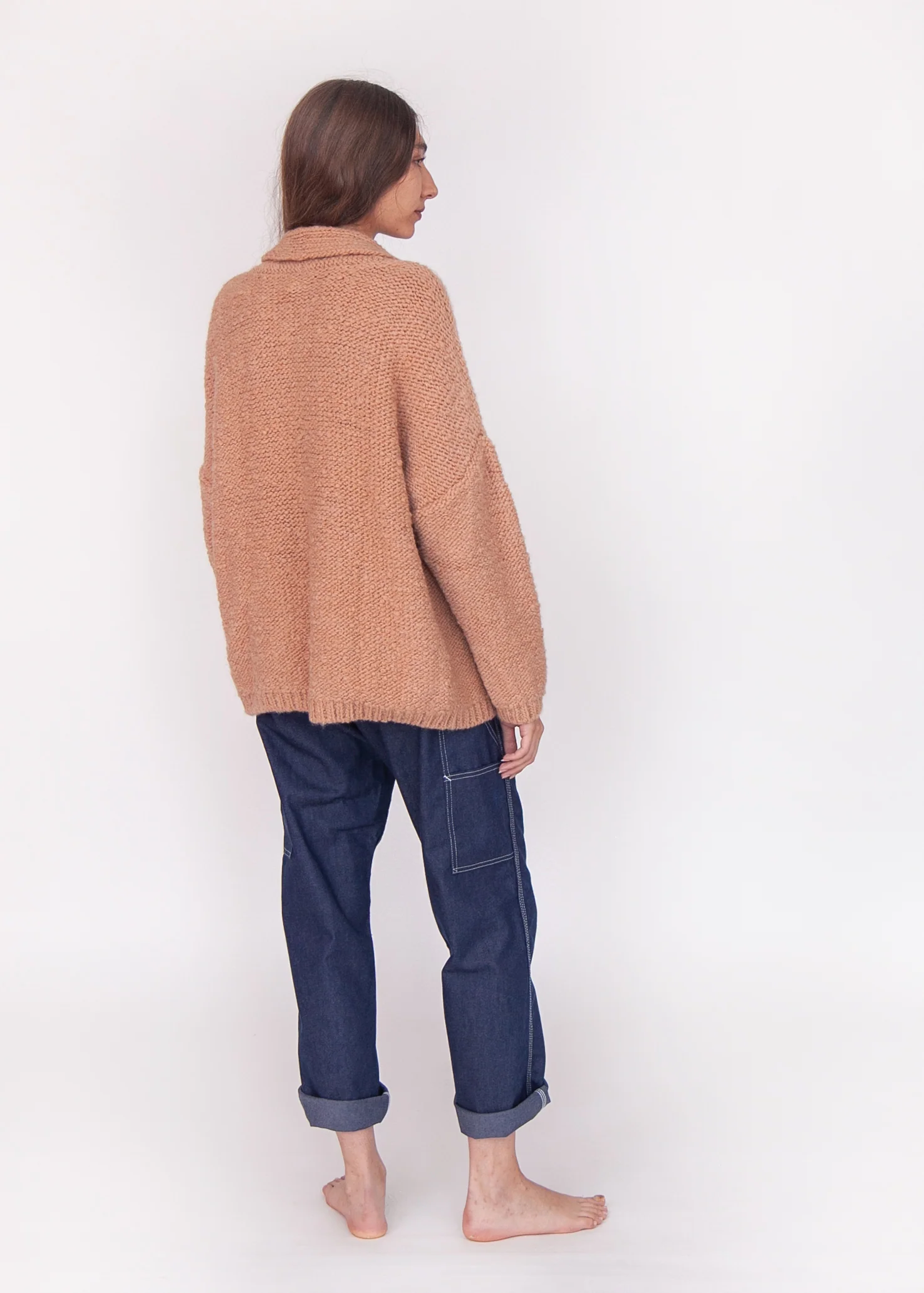 Huacaya Alpaca Cardigan, Peach - Image 9