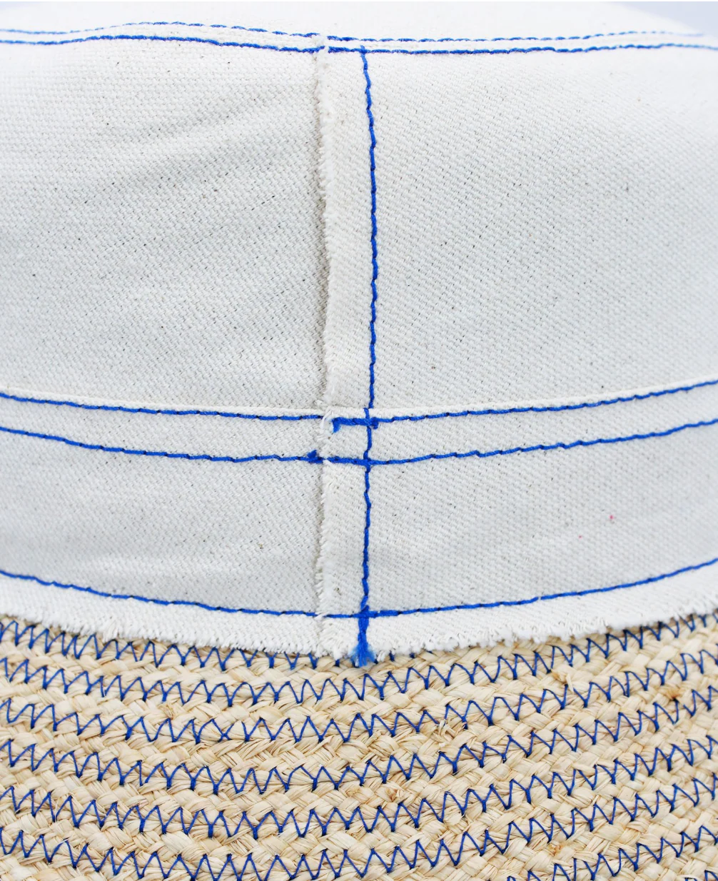 Lola Big Bread Basket Hat Natural/Cobalt - Image 4