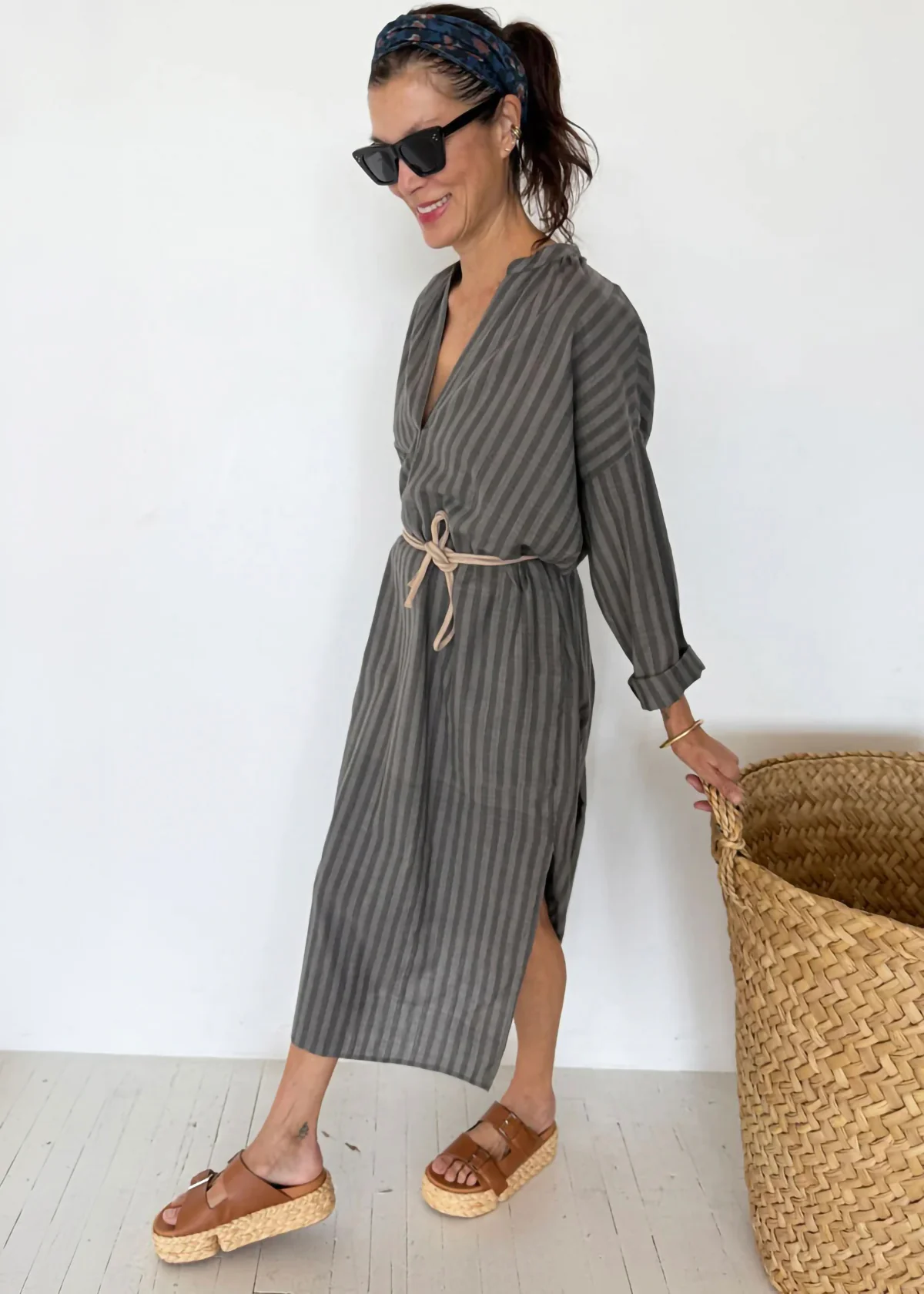 Long Caftan - Grey Stripe By Two - Image 3