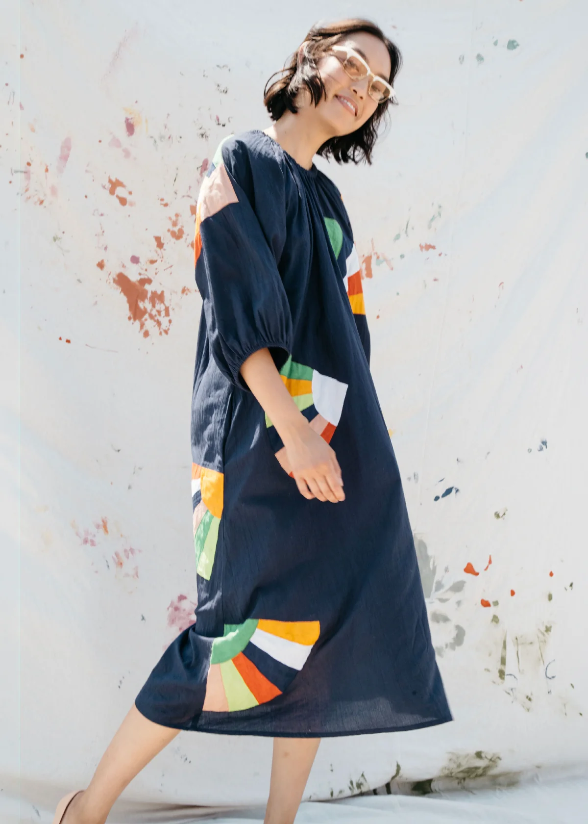 Nikki Chasin Ballad Fan Patch Dress - Navy