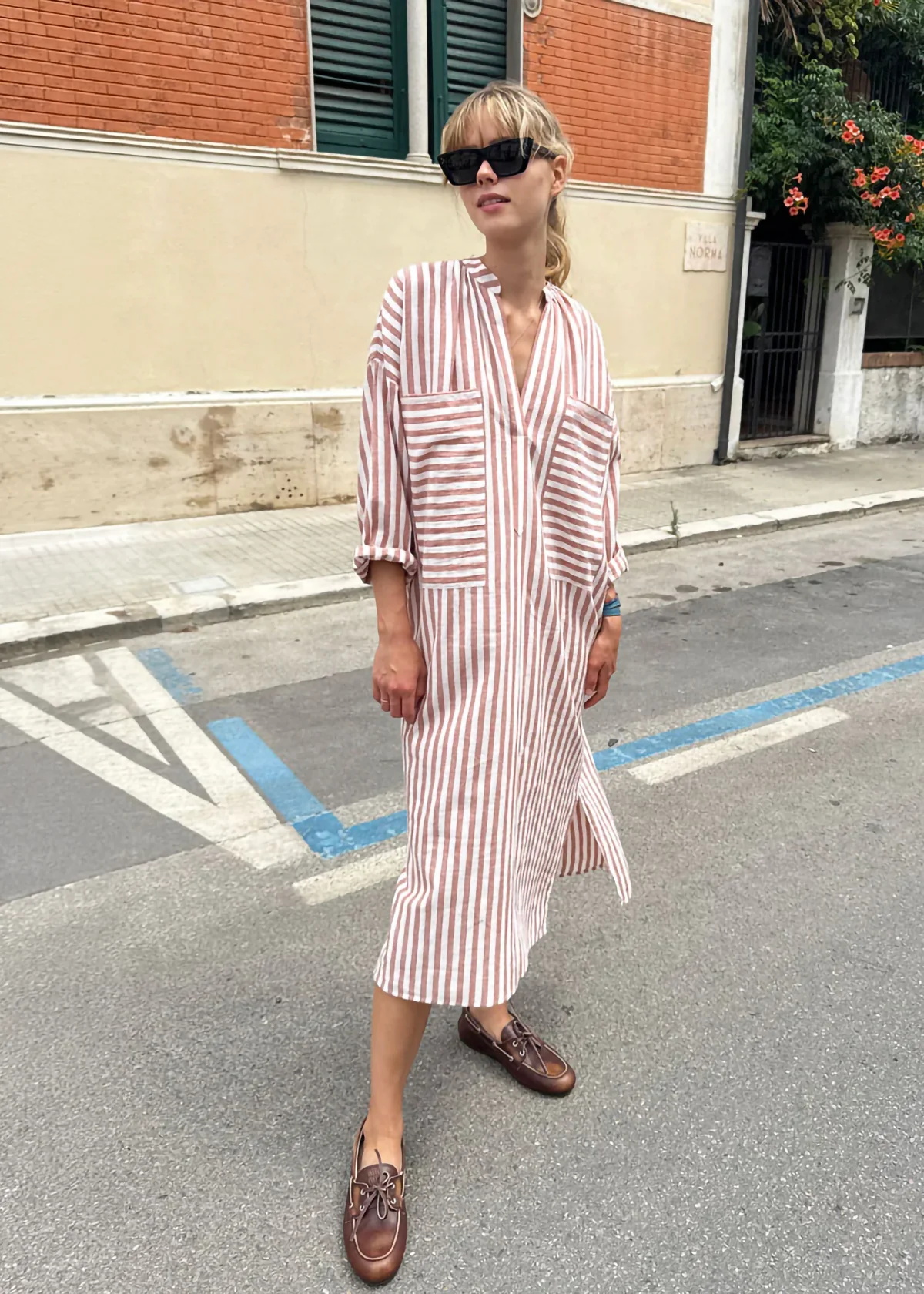 Pocket Caftan - Terracotta Stripe by Two - Image 3