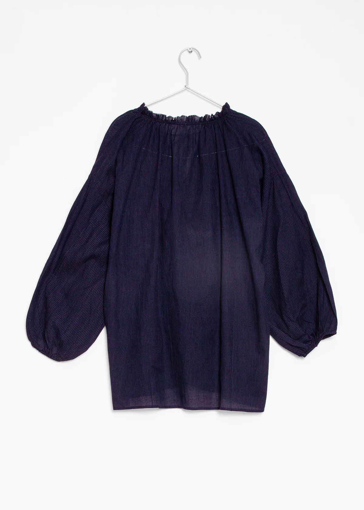 Ruffle Shirt - Navy Pinstripe by Two - Image 2