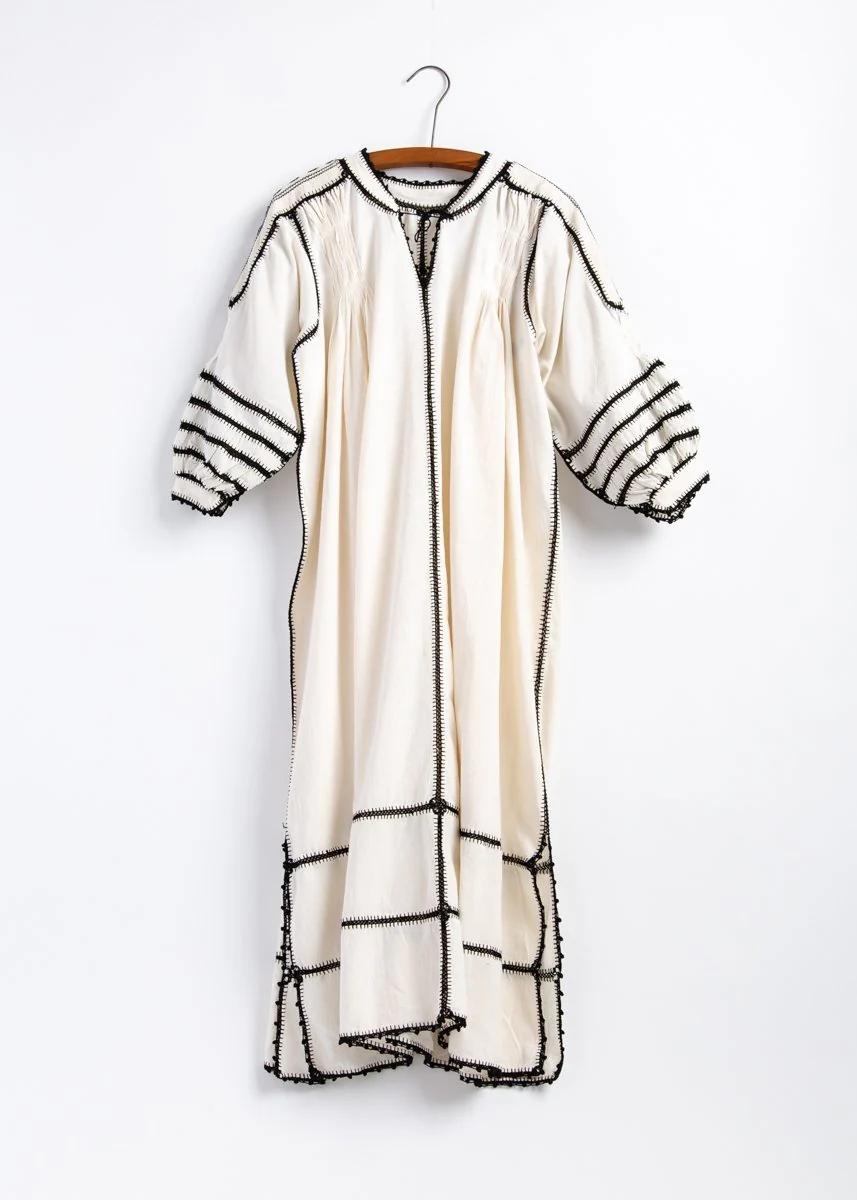 Sirena Dress Long Sleeves - Black on Natural