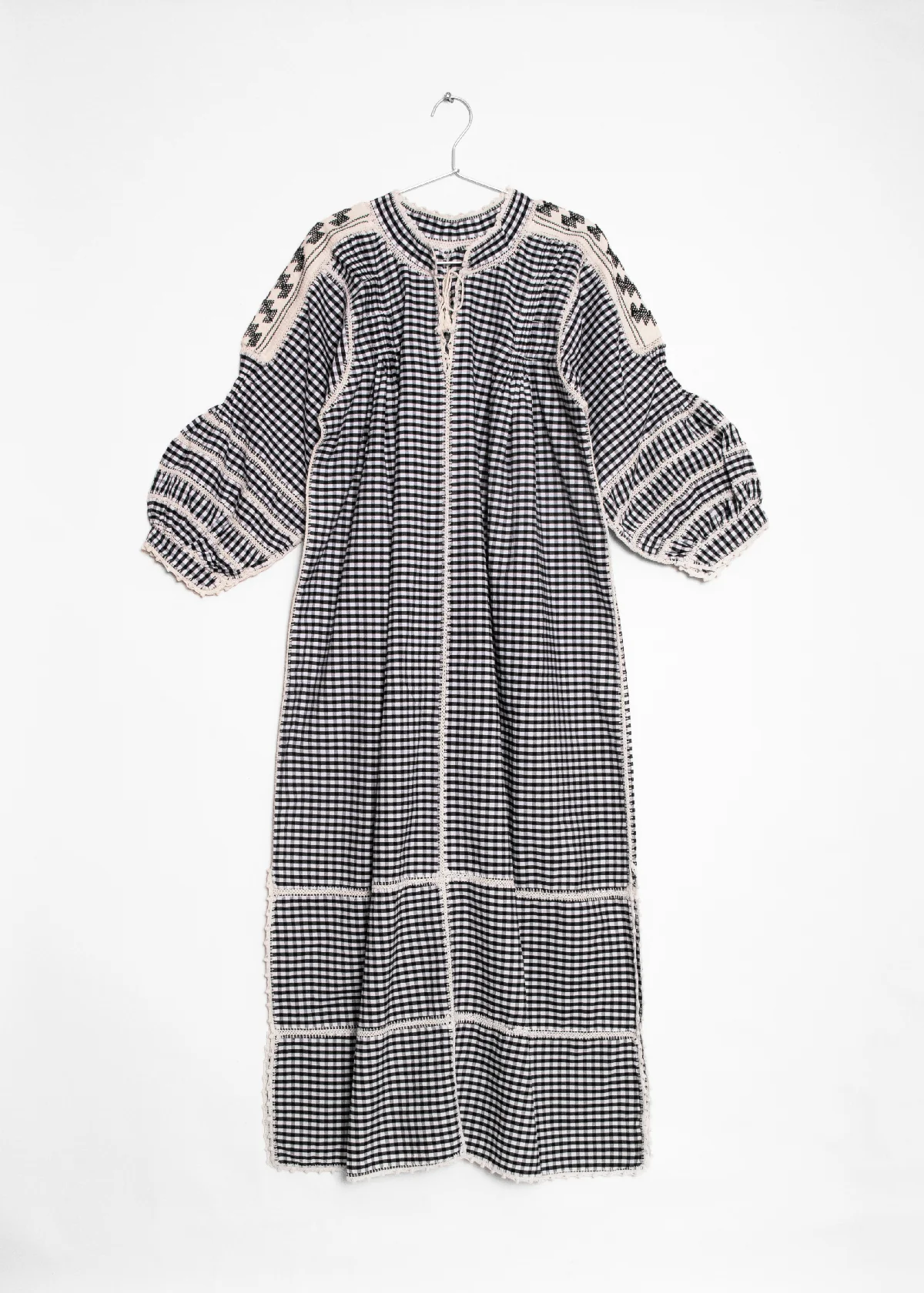 Sirena Dress Long Sleeves Gingham - Black