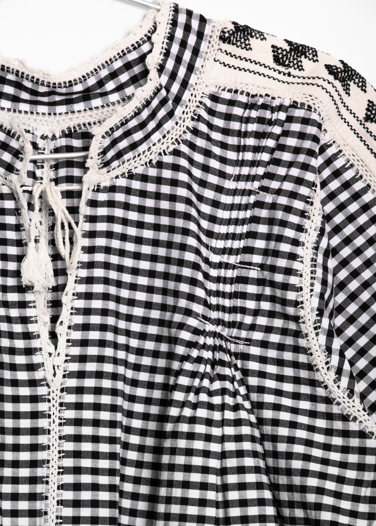 Sirena Dress Long Sleeves Gingham - Black - Image 3