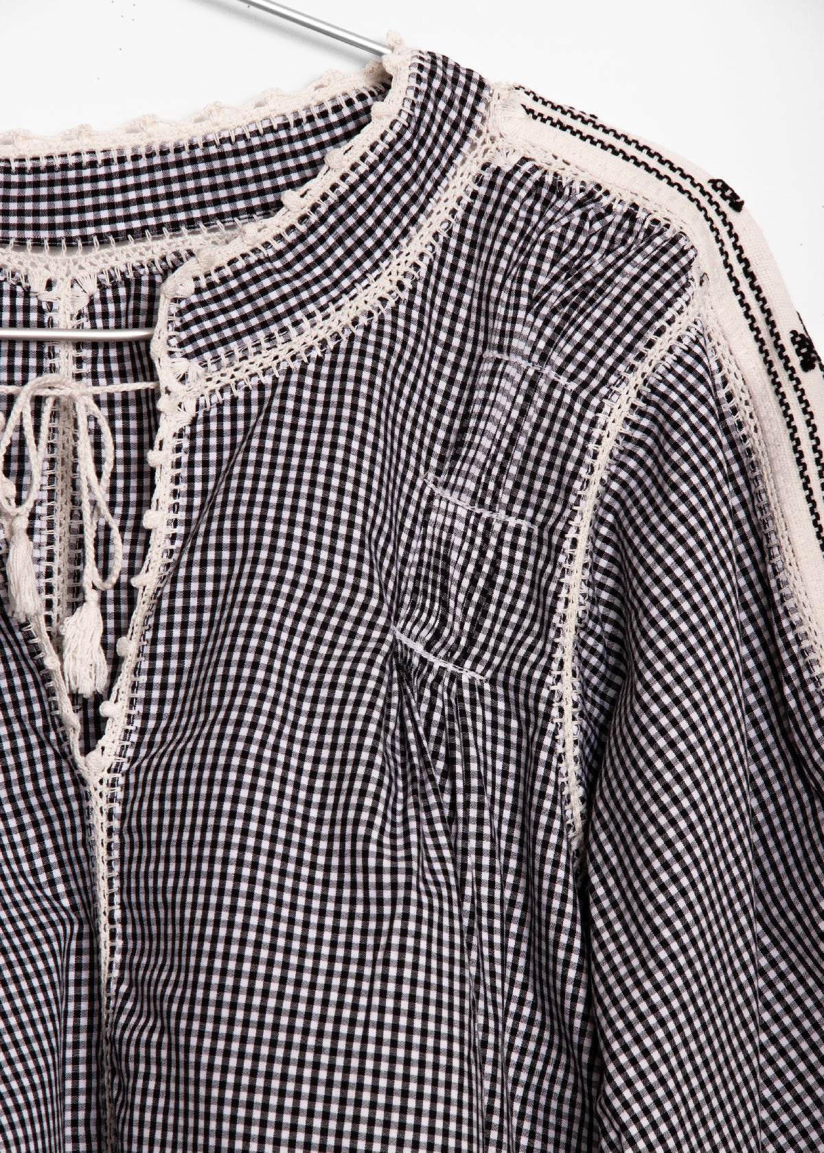 Sirena Dress Long Sleeves Gingham - Black - Image 6