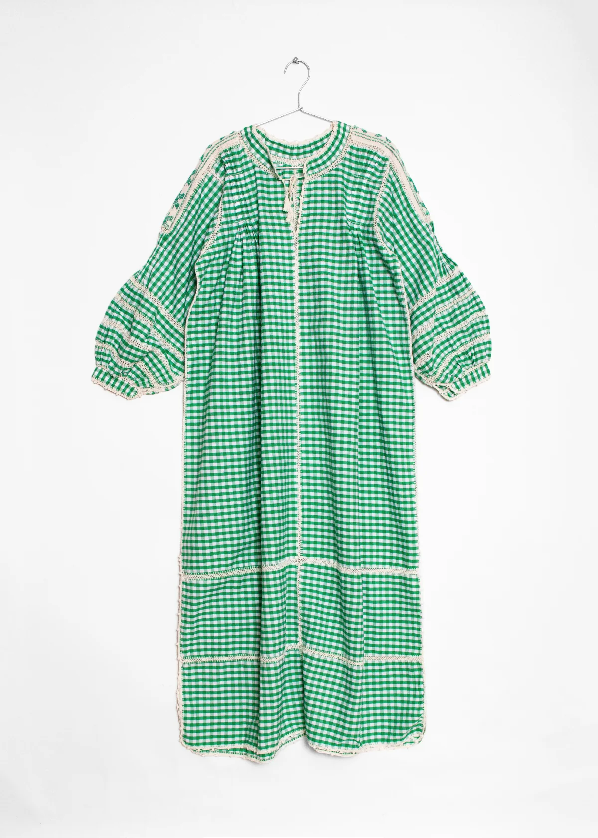 Sirena Dress Long Sleeves Gingham - Green