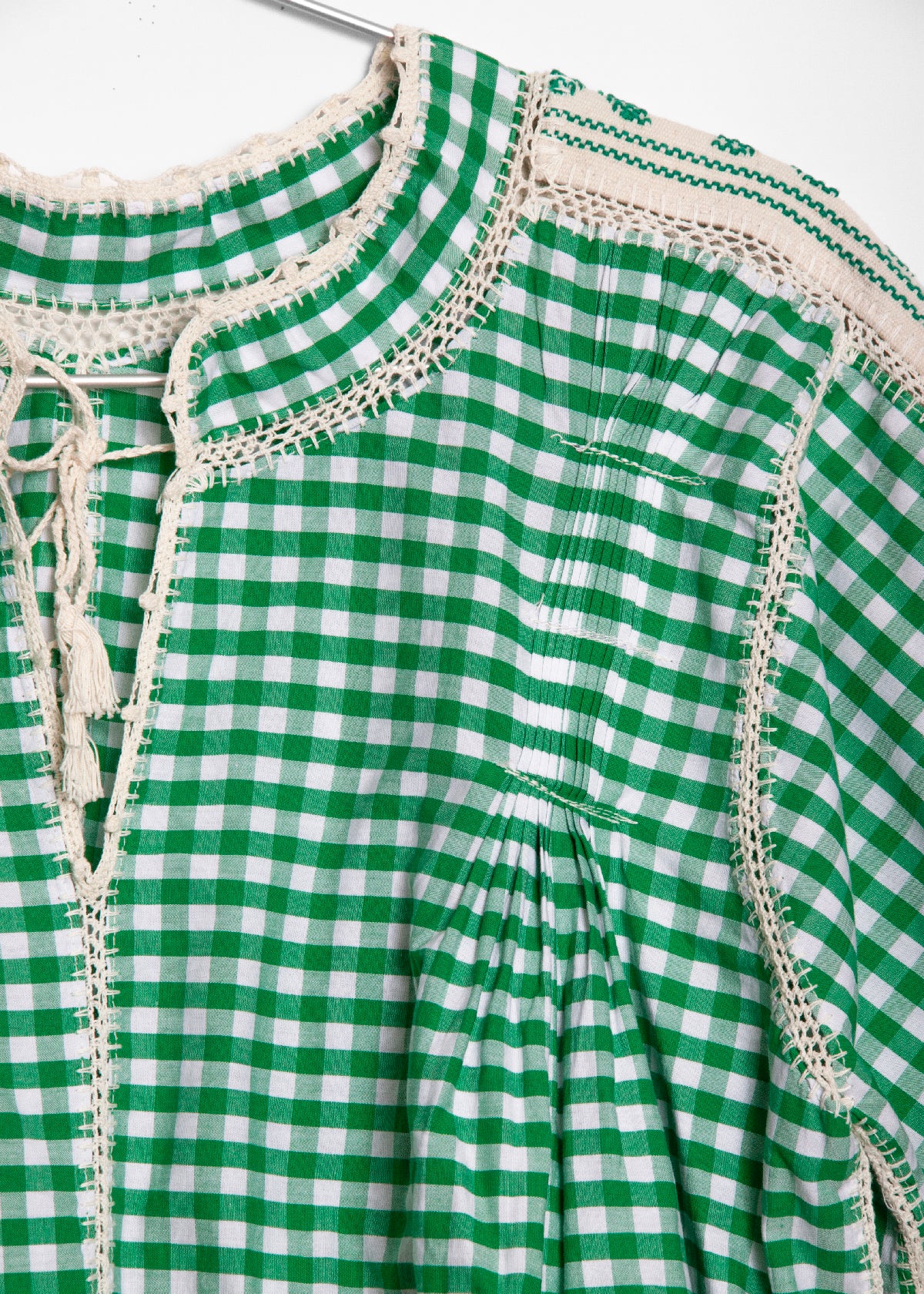 Sirena Dress Long Sleeves Gingham - Green - Image 2