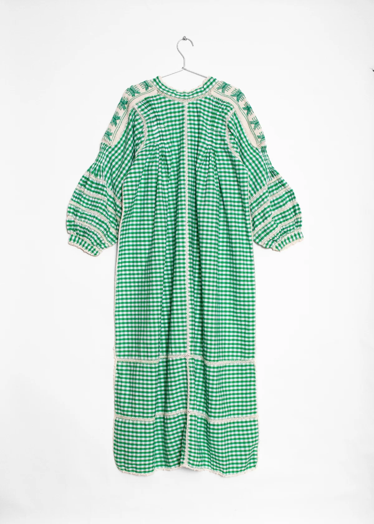 Sirena Dress Long Sleeves Gingham - Green - Image 3