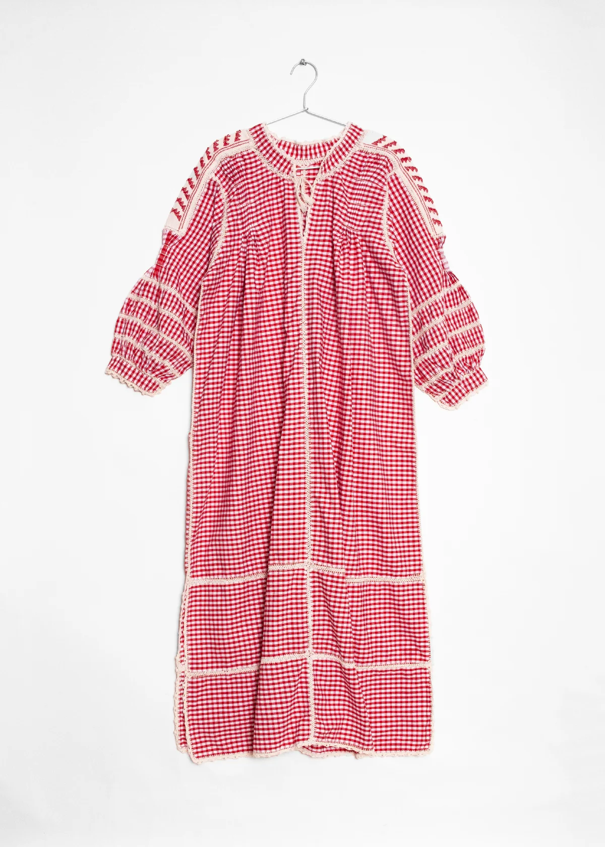 Sirena Dress Long Sleeves Gingham - Red
