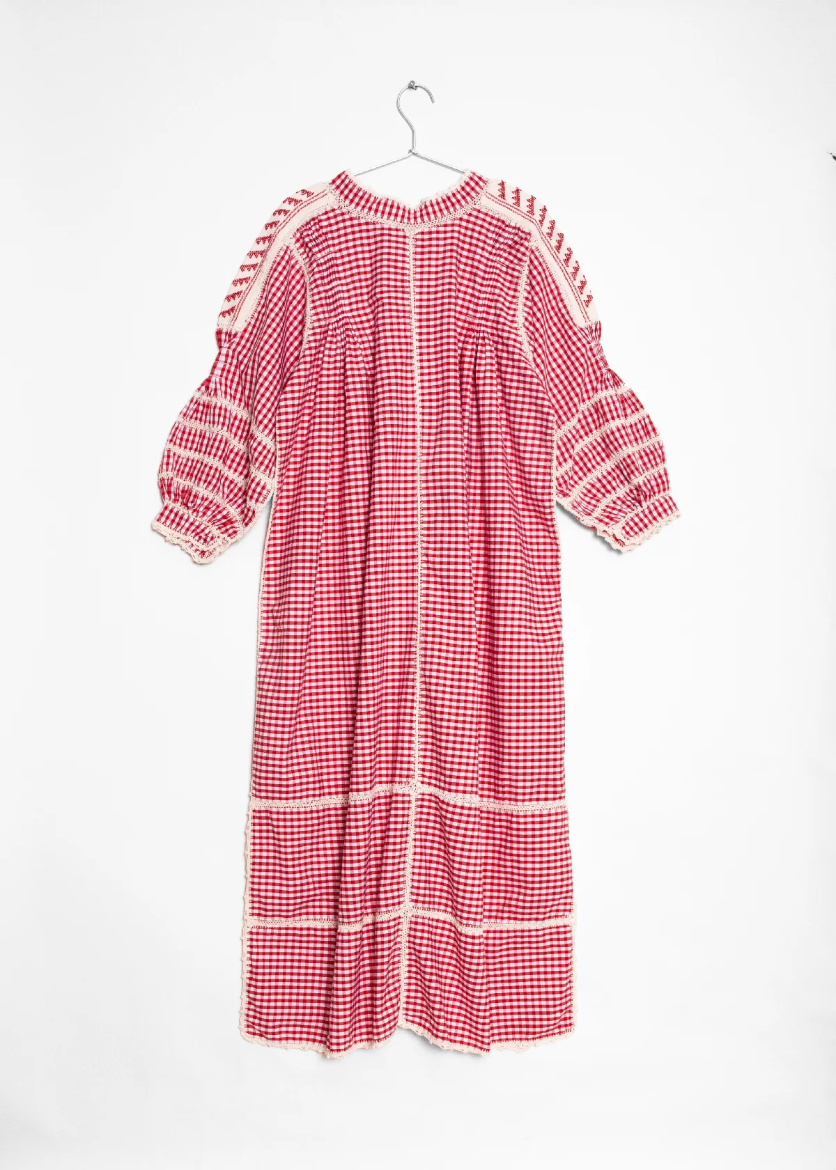 Sirena Dress Long Sleeves Gingham - Red - Image 2