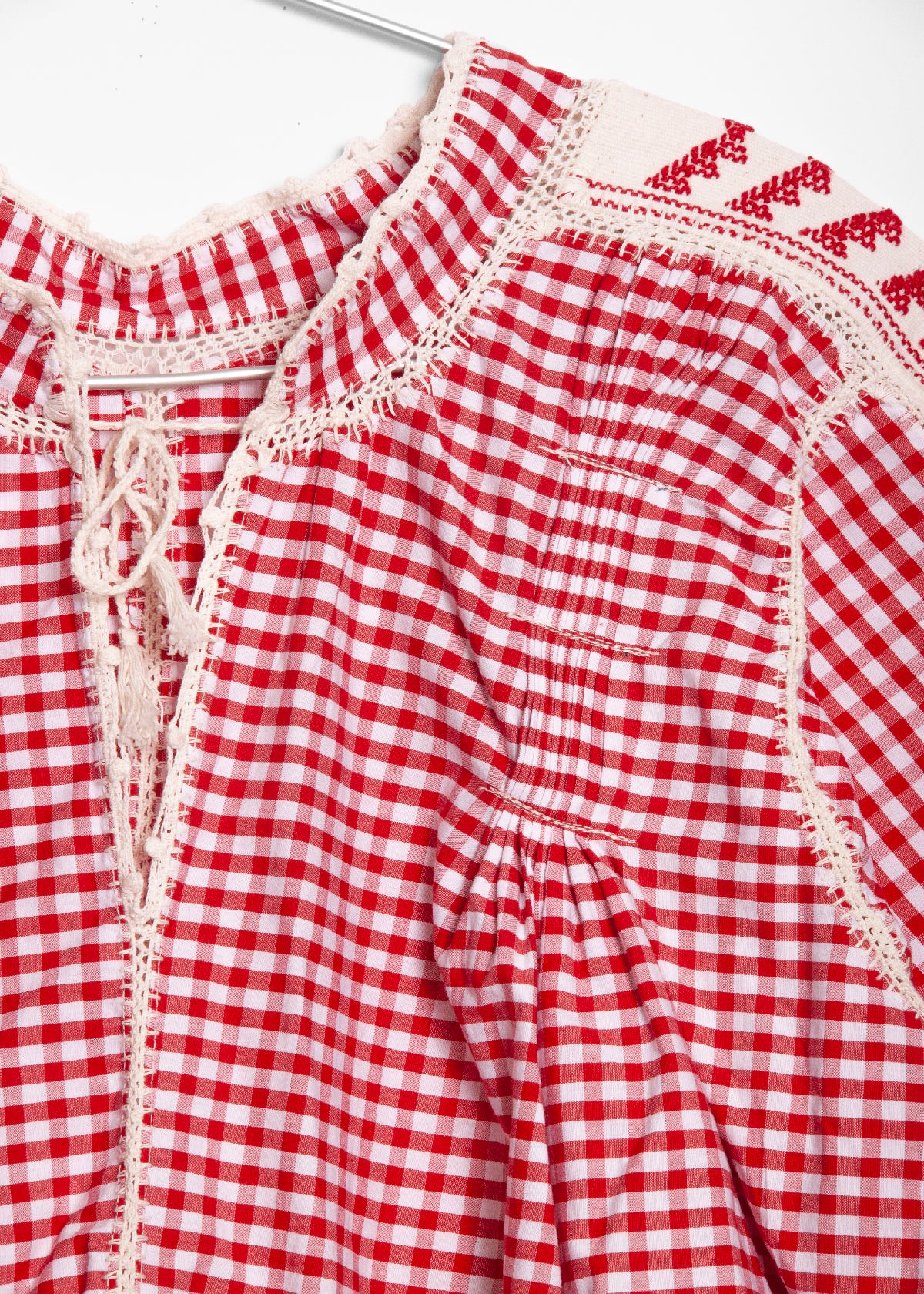 Sirena Dress Long Sleeves Gingham - Red - Image 3