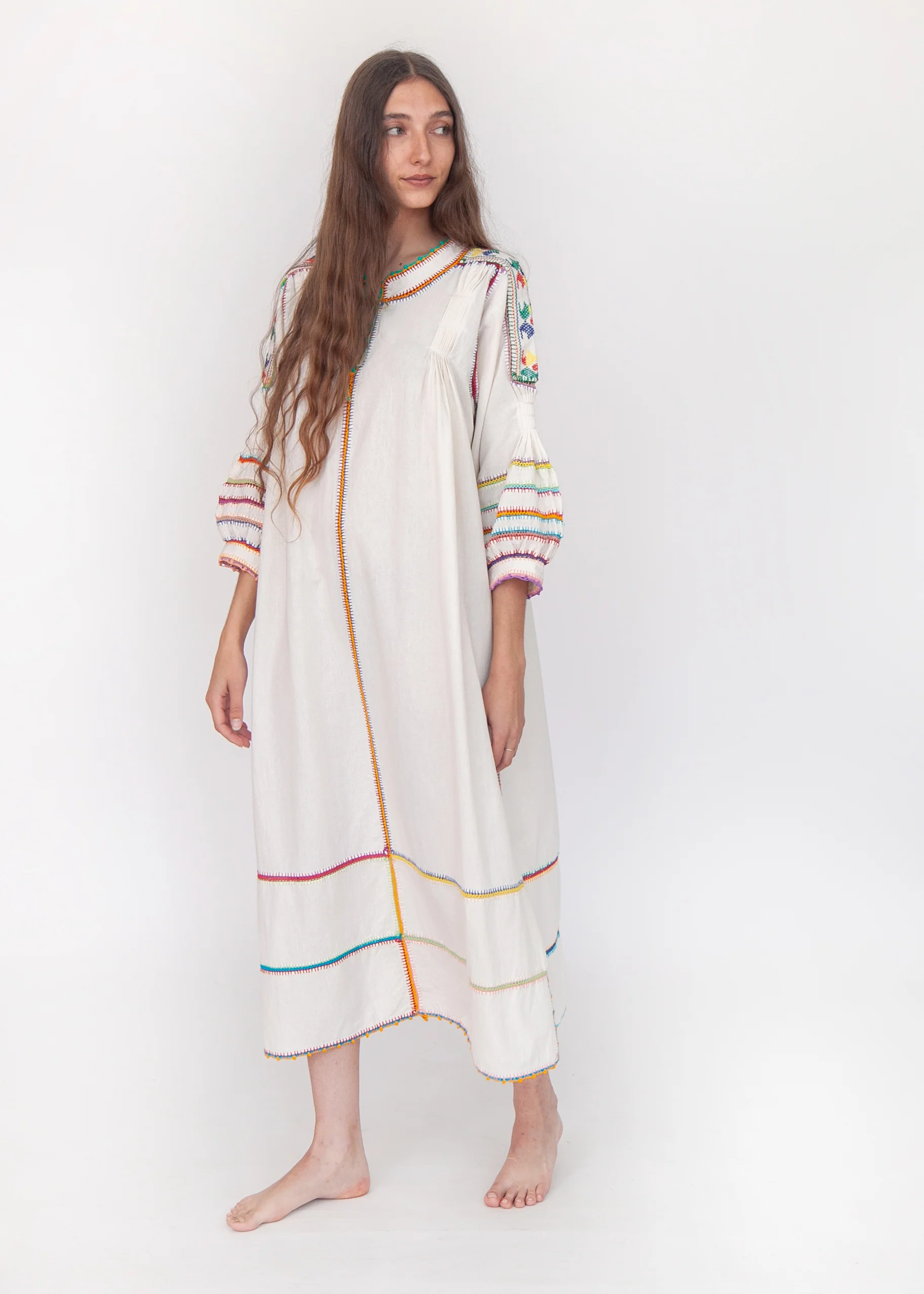 Sirena Dress Long Sleeves - Multicolor on Natural - Image 3