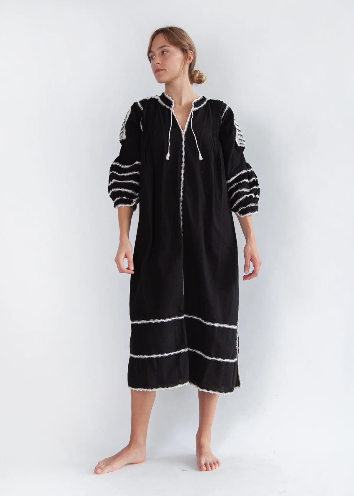Sirena Dress Long Sleeves - Natural on Black - Image 3