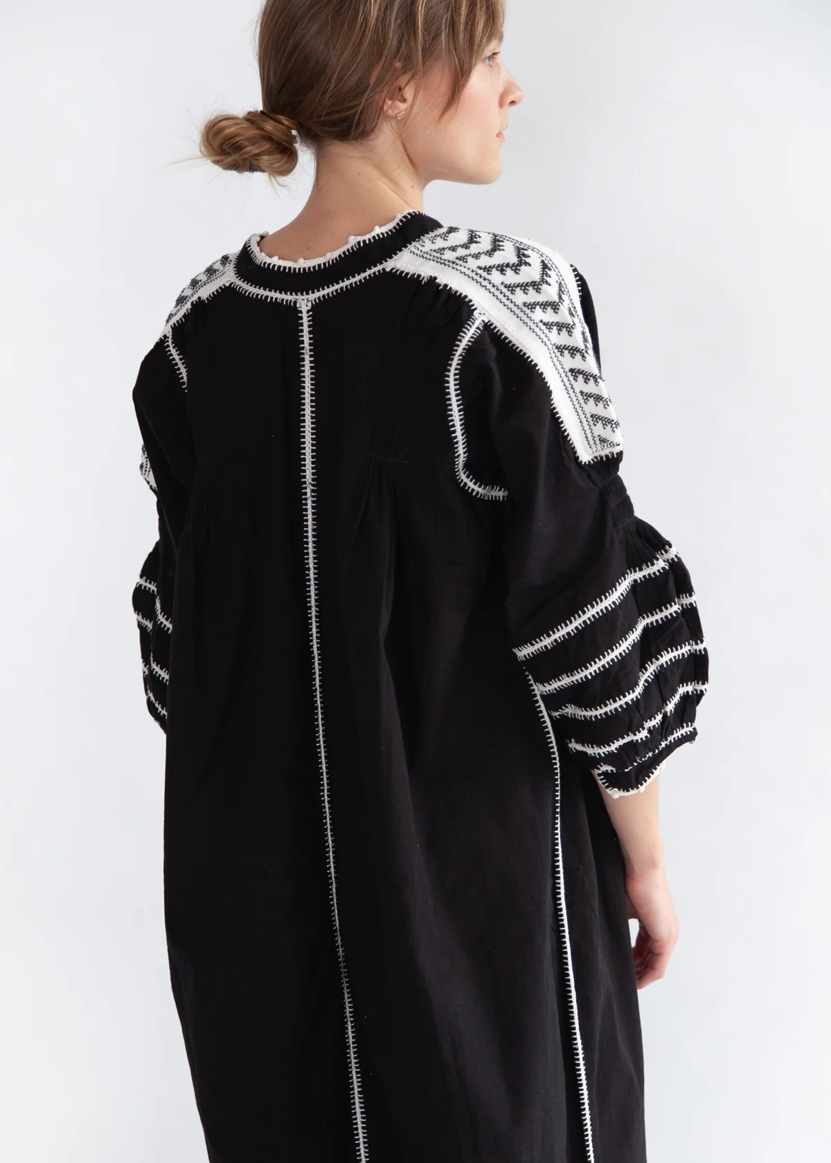 Sirena Dress Long Sleeves - Natural on Black - Image 4