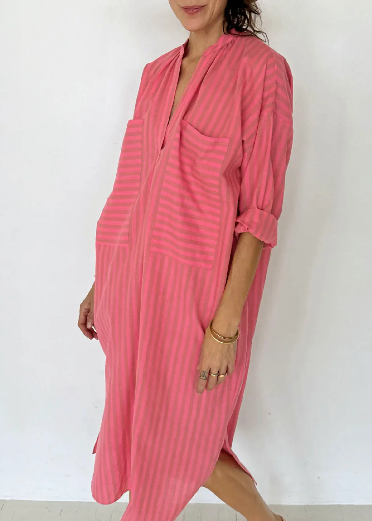 Pocket Caftan - Pink Stripe by Two - Image 3