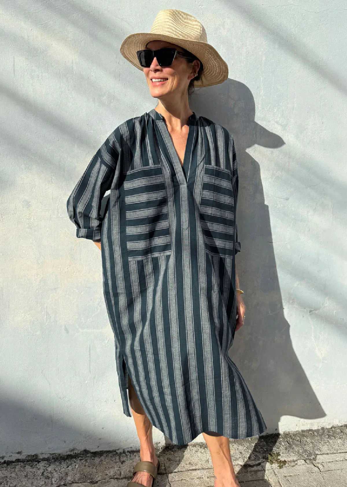 Pocket Caftan - Teal Stripe by Two - Image 3