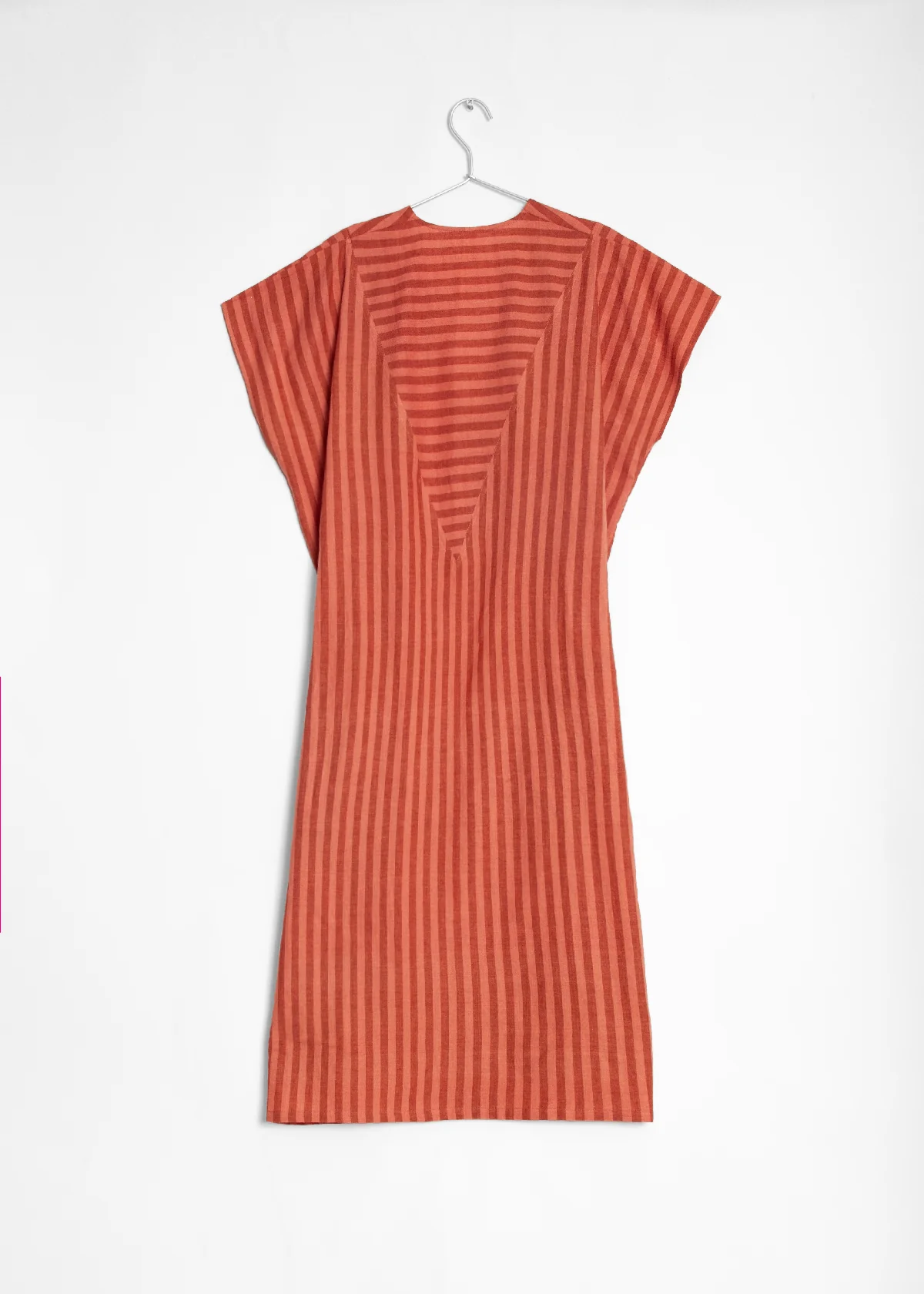 V-Neck Bib Front Dress - Coral Stripe by Two - Image 2