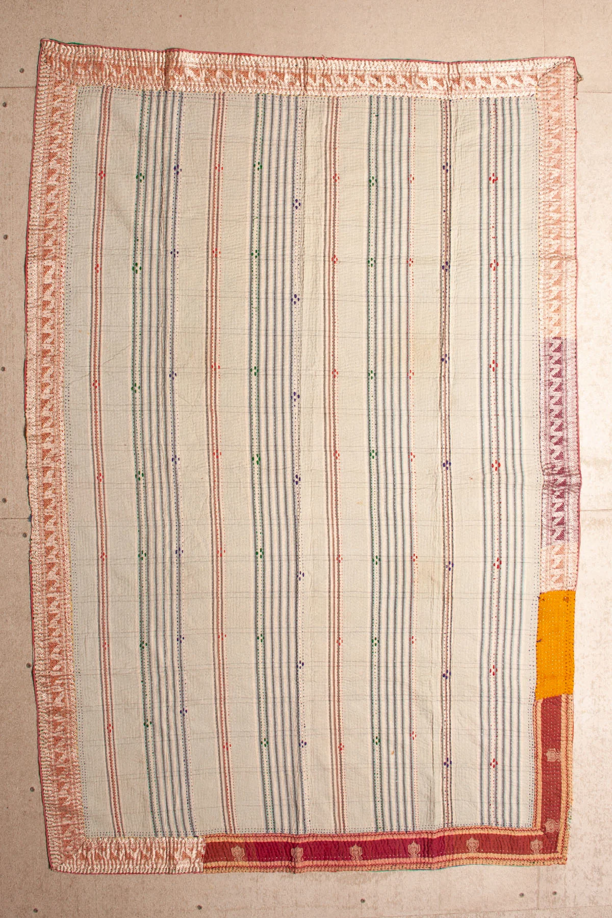 Vintage Dowry Kantha Blanket, #50 - 70"x46" - Image 2